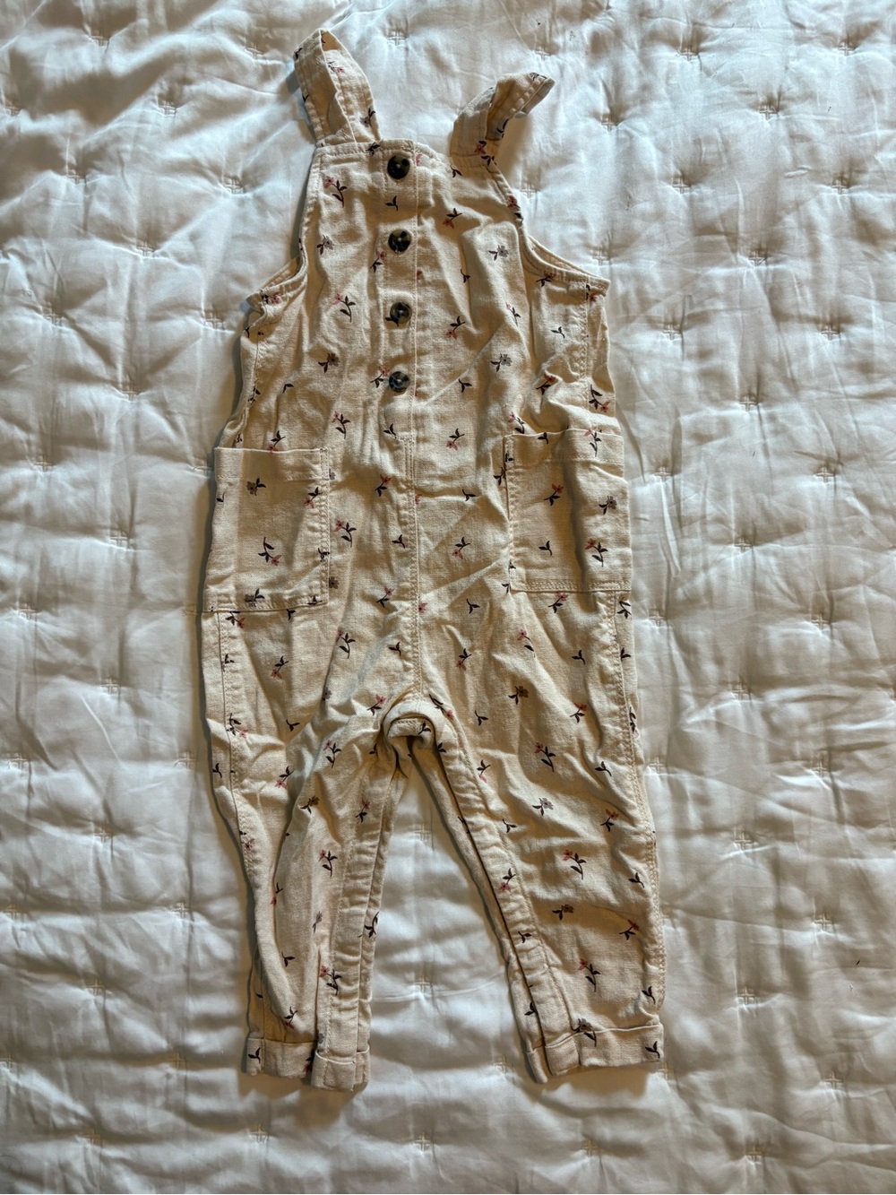 Old Navy Cream Floral Baby Overalls